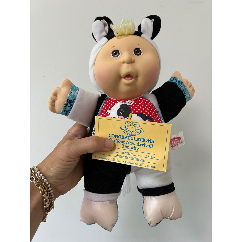 Cabbage Patch Kids Talkin Farm Babies Timothy Cow Costume Doll with Certificate